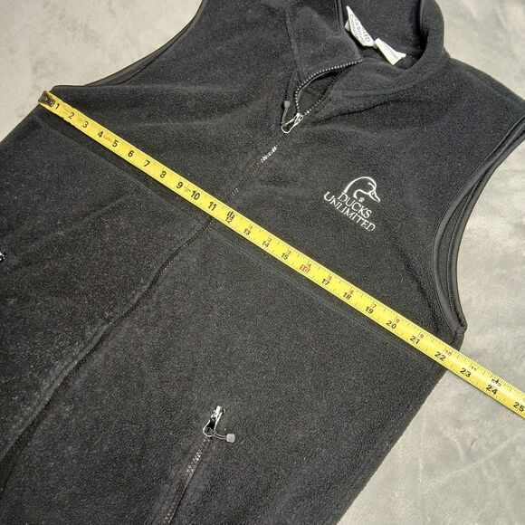 Ducks Unlimited Mens XL Black Fleece Vest Outdoor Full Zip Pocket Hunting Casual - Picture 5 of 7